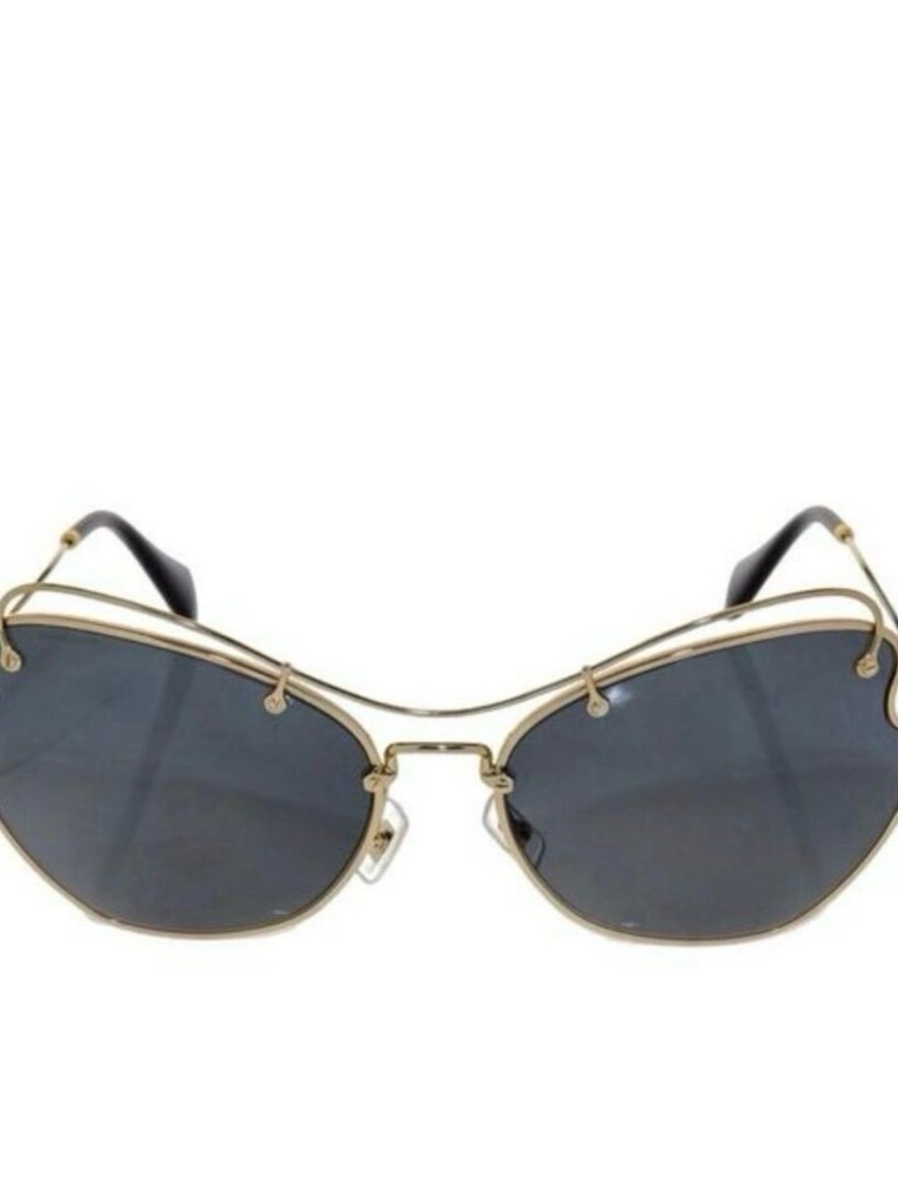 Miu Miu Gold Frame Black Lens Cat-Eye Sunglasses.  Please see all pictures.